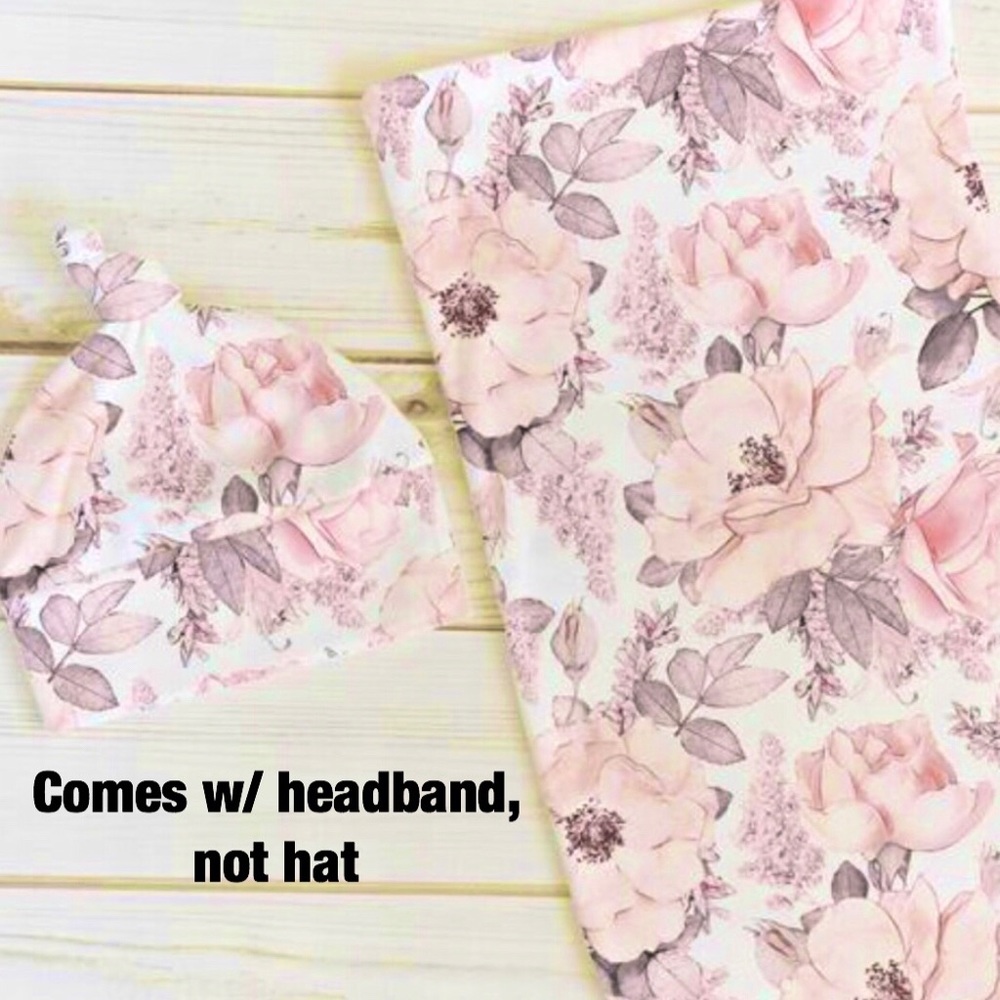 New cotton knit swaddle and bow set